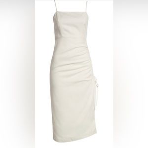 Zayla Linen Midi Dress, Ivory, Size 6